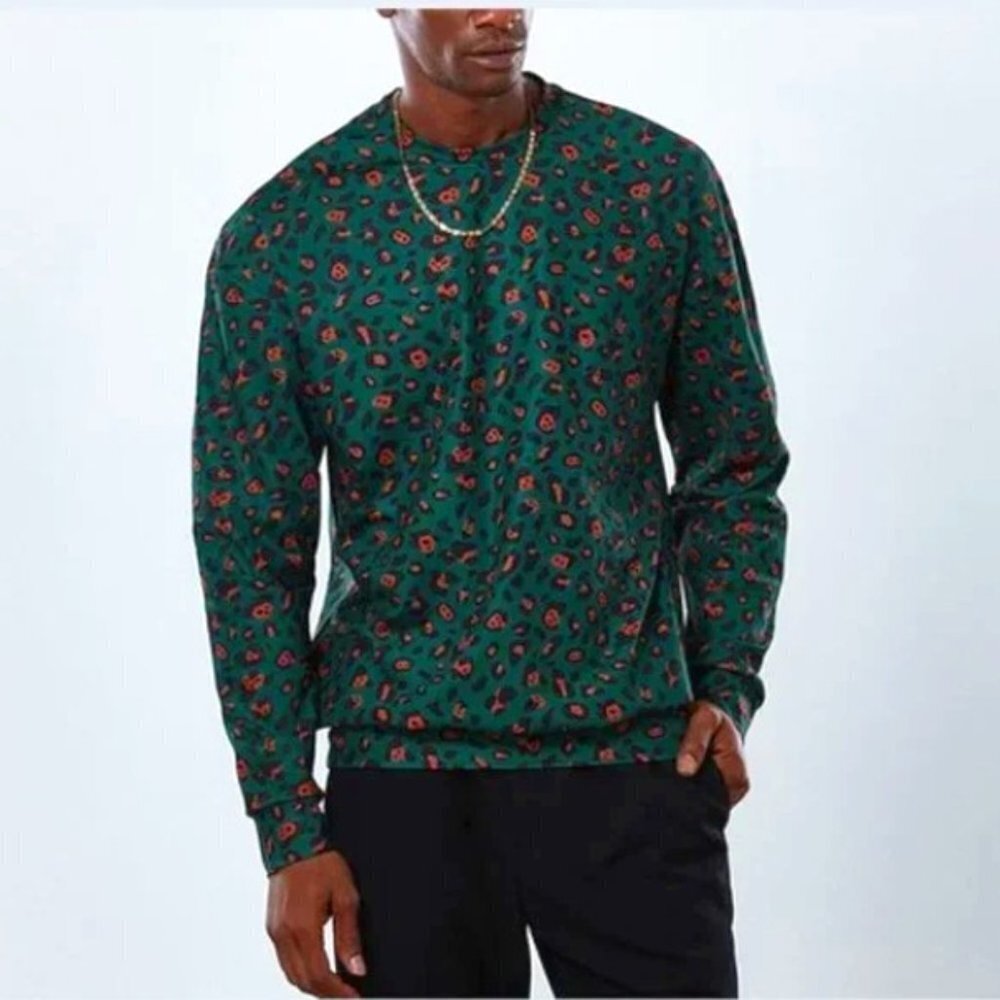 Dear Deer Men's Green Leo Long Sleeve Sweatshirt - S